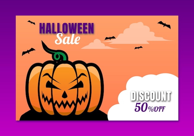 Realistic halloween sale banner premium vector