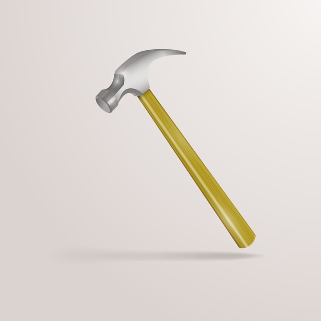 Realistic hammer icon isolated