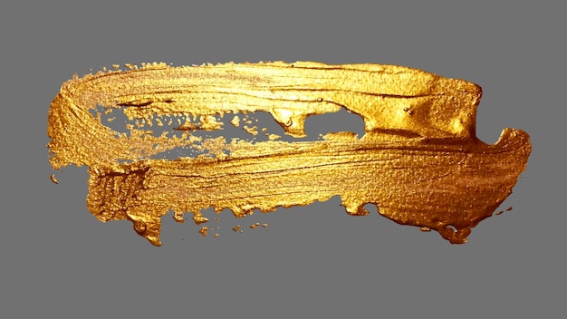 Реалистичный ручной рисунок мазка золотой кистью пятно краски