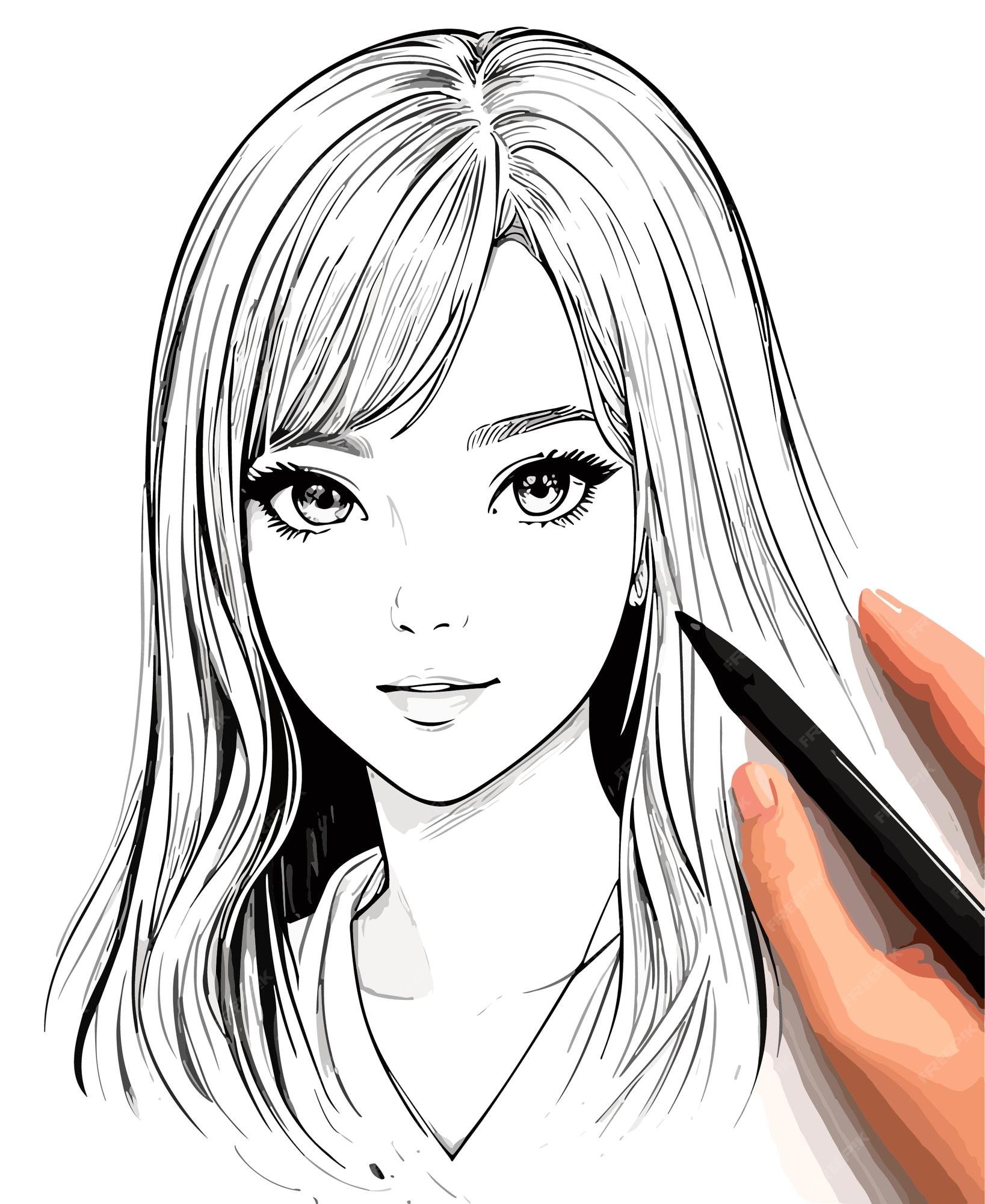 Premium Vector  A realistic hand drawn sketch of beautiful girl  illustration design art vector