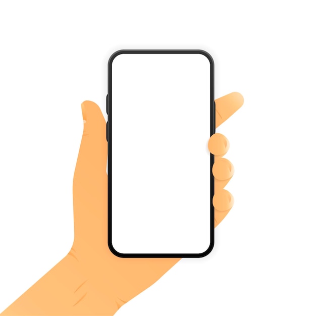 Realistic hand holding phone concept Vector illustration