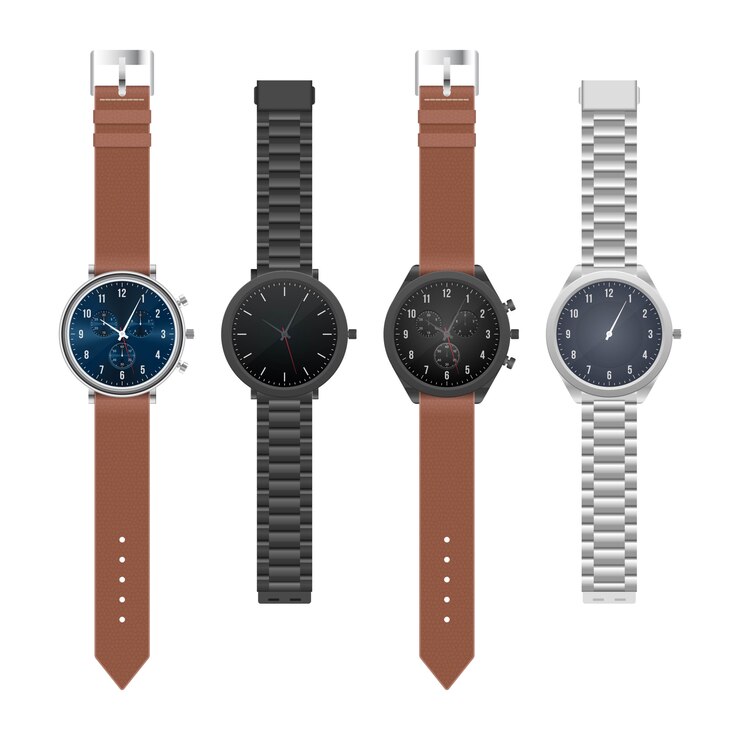 Vector realistic hand watch  illustration isolated on white background