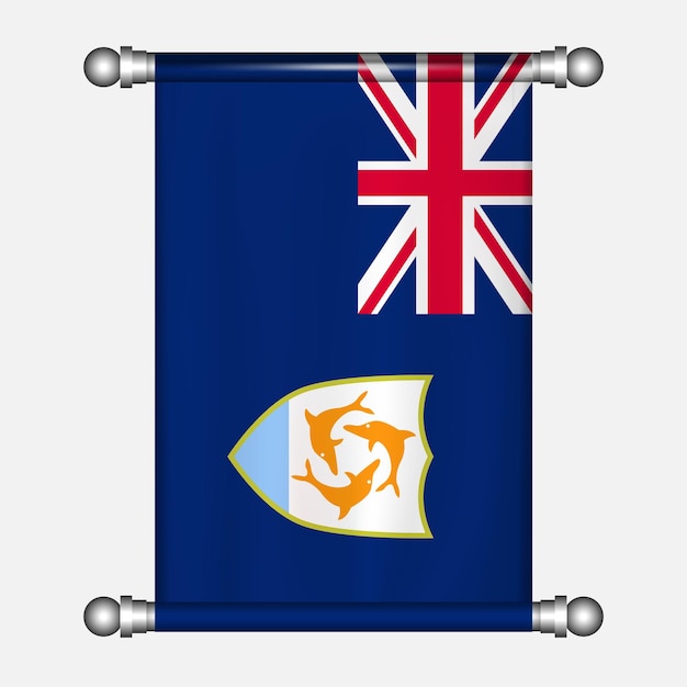 Realistic hanging flag of ANGUILLA pennant