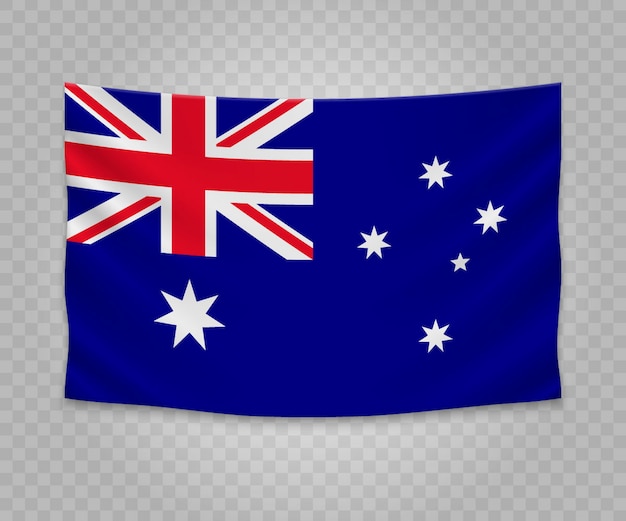 Realistic hanging flag of australia