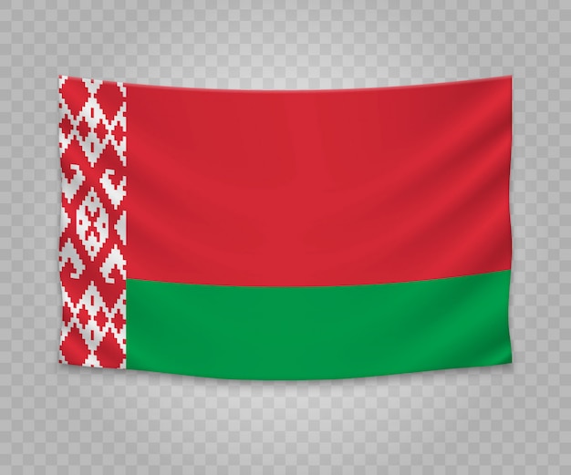 Vector realistic hanging flag of belarus