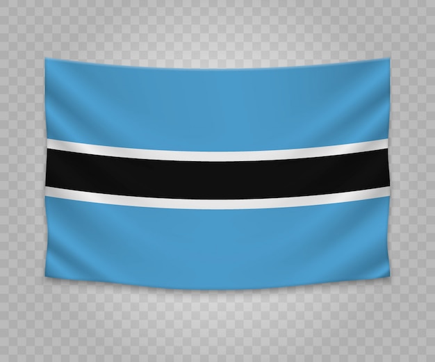 Realistic hanging flag of botswana