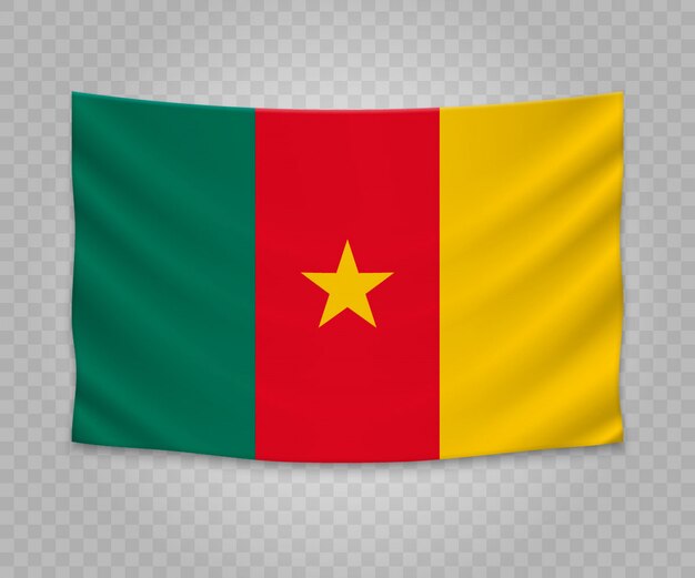 Vector realistic hanging flag of cameroon