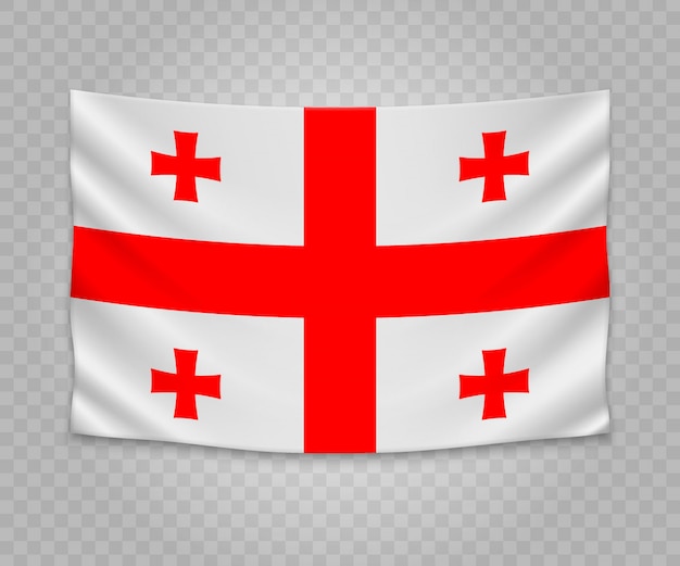 Realistic hanging flag of georgia
