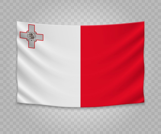 Vector realistic hanging flag of malta