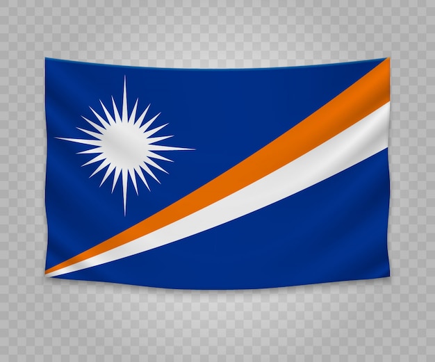 Realistic hanging flag of Marshall Islands