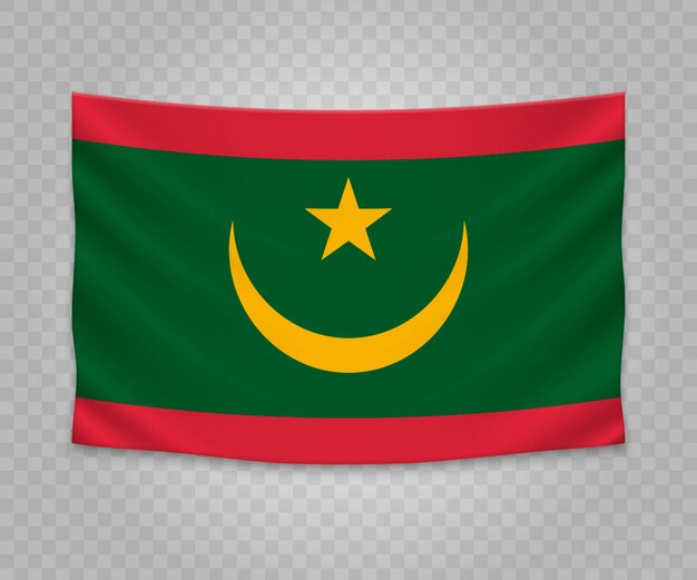 Bandiera d'attaccatura realistica della mauritania