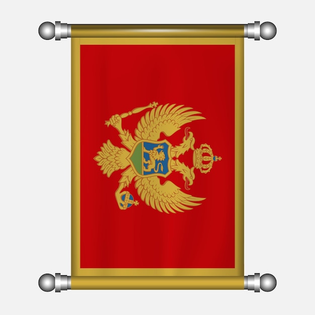 Vector realistic hanging flag of montenegro pennant