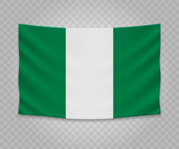 Realistic hanging flag of Nigeria