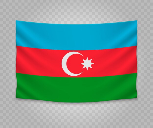 Реалистичный висячий флаг азербайджана