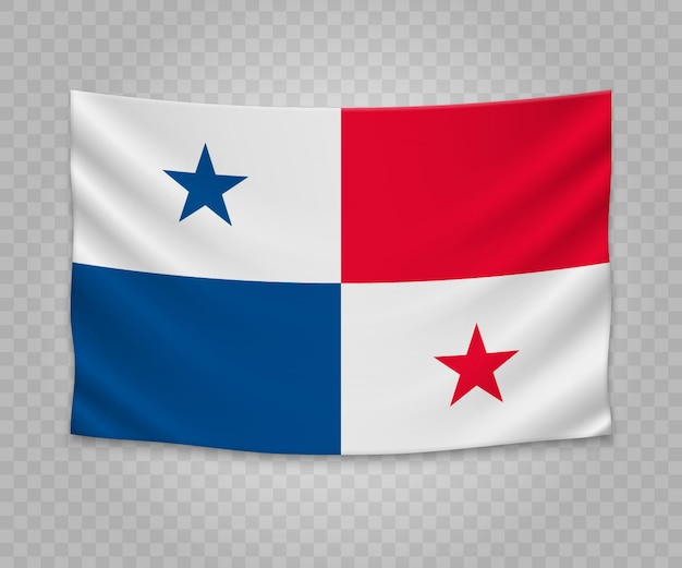 Realistic hanging flag of Panama