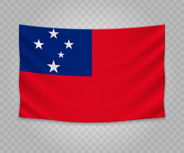 Realistic hanging flag of Samoa