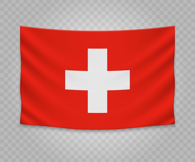 Vector realistic hanging flag of switzerland