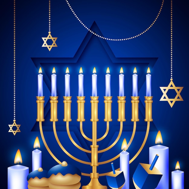 Vettore illustrazione realistica di hanukkah