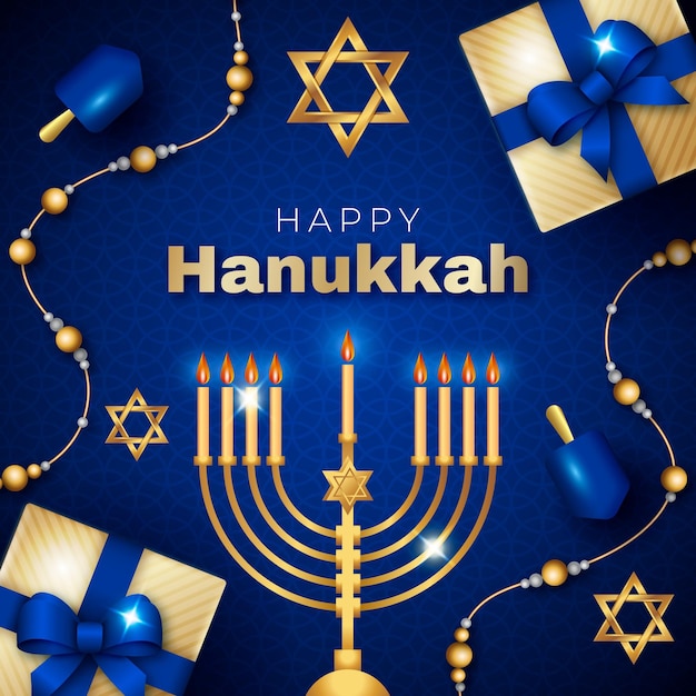 Vettore illustrazione realistica di hanukkah