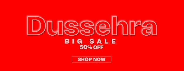 Vector realistic happy dussehra sale text celebration banner design