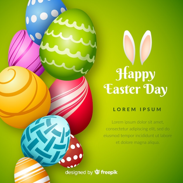 Realistic happy easter day background