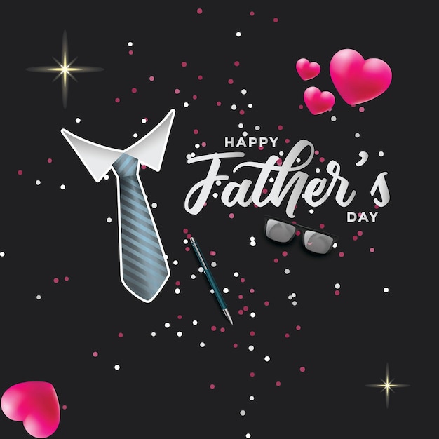 Realistic happy father's day black card design