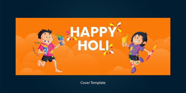 Realistic happy holi festival of colors cover page template