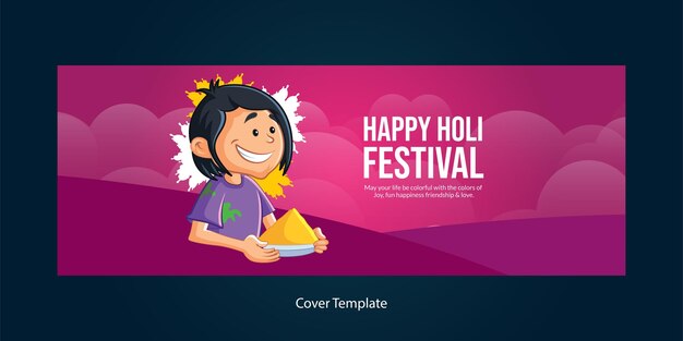 Шаблон обложки реалистичного счастливого фестиваля красок холи