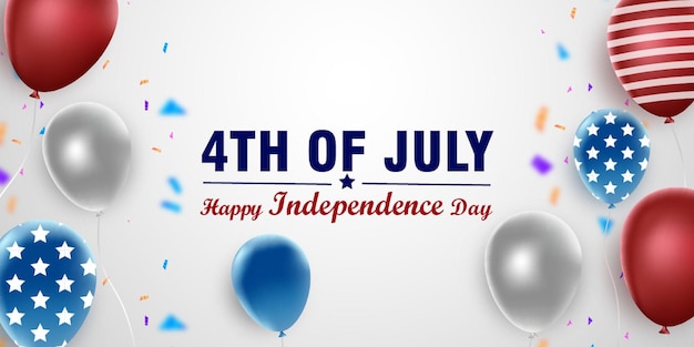 Vector realistic happy independence 4th july background flying balloon premium vector