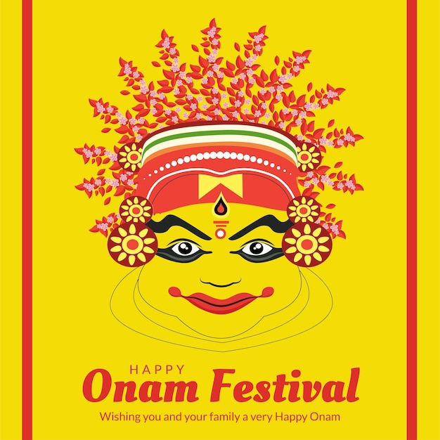 Modello di progettazione banner festival indiano felice realistico di onam