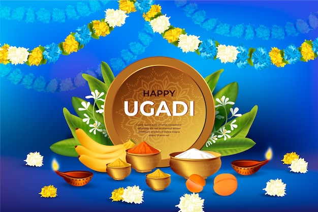 Vector realistic happy ugadi festival concept