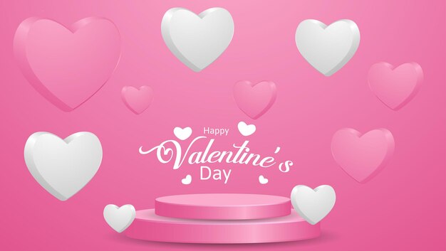 Realistic happy valentine's day background in pink color