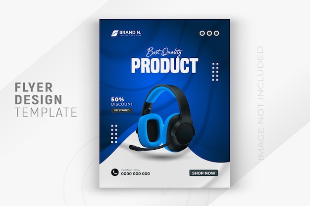 Vector realistic headphones and black friday super sale flyer social media banner template