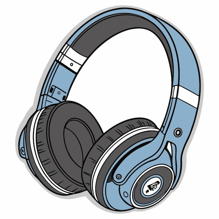 Vector realistic headphones icon blue and black color