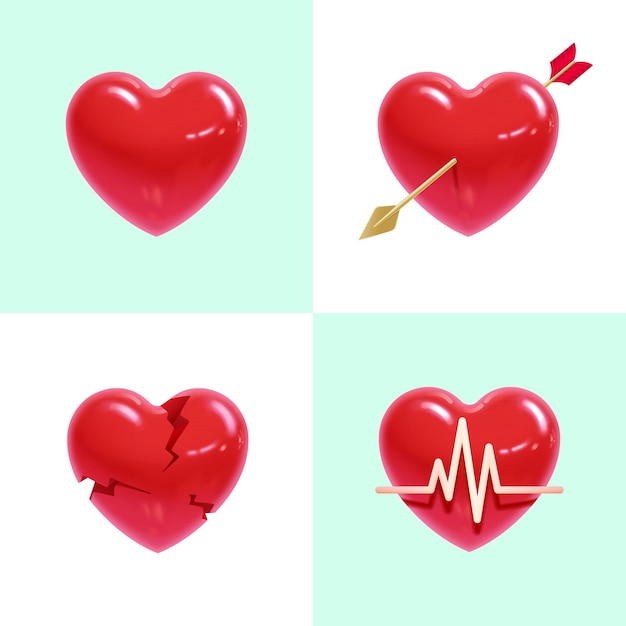 Vector realistic heart set for print and design vector clipart