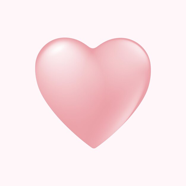 Vector realistic heart shape closeup romantic pink glossy heart shape set for valentines day