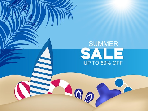 Vector realistic hello summer sale background