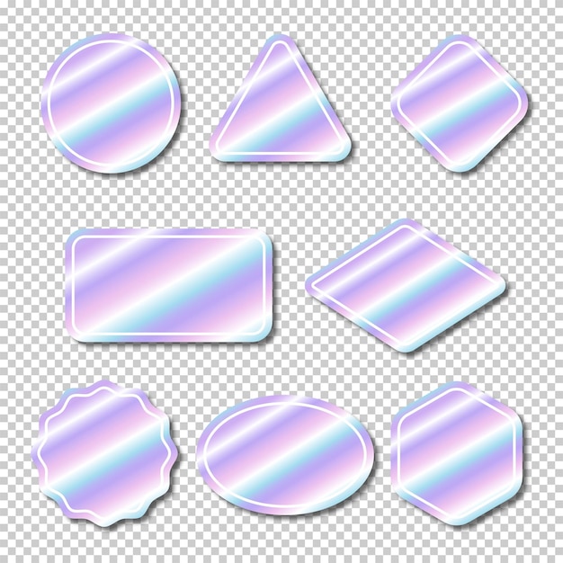 Vector realistic hologram stickers badge