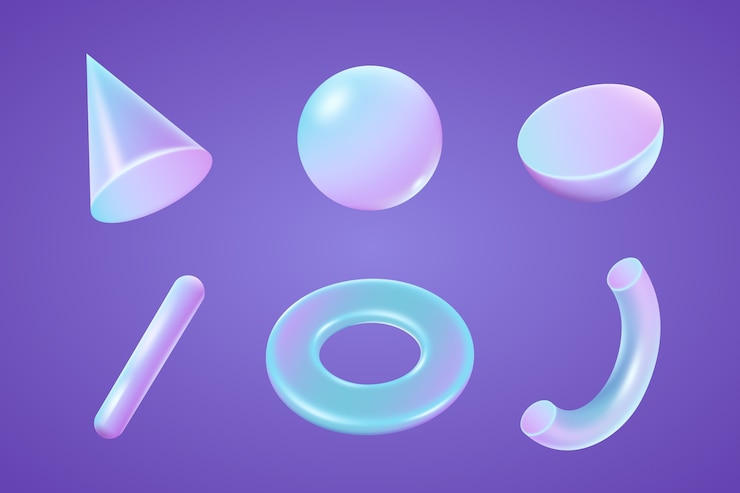 Vector 현실적인 홀로그램 3d 모양 컬렉션