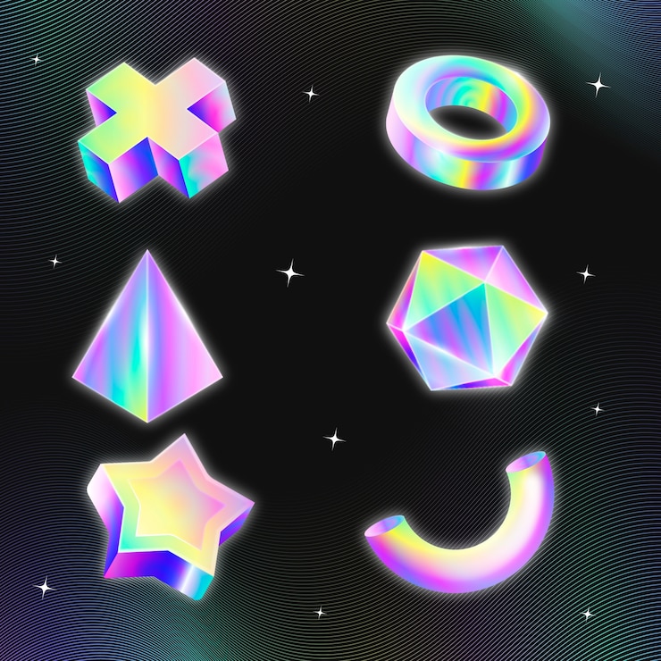 Vector 현실적인 홀로그램 3d 모양 컬렉션