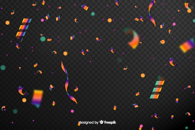 Vector realistic holographic confetti background