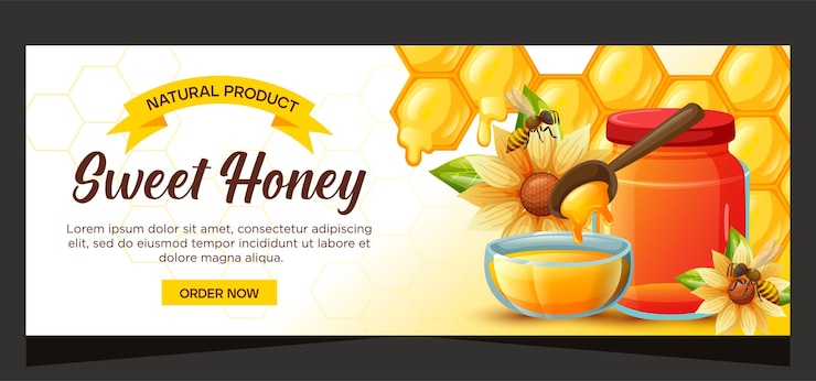 Vector realistic honey banner honey background