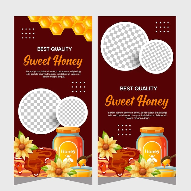 Realistic honey vertical banner honey background