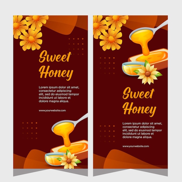 Vector realistic honey vertical banner honey background