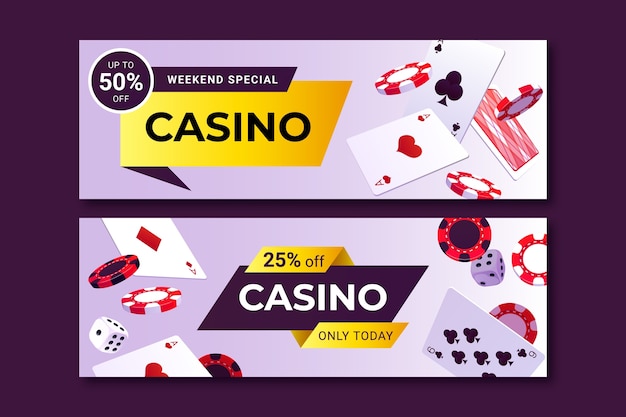 Realistic horizontal banner template for casino gambling