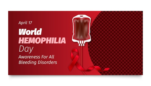 Realistic horizontal banner template for world hemophilia day awareness