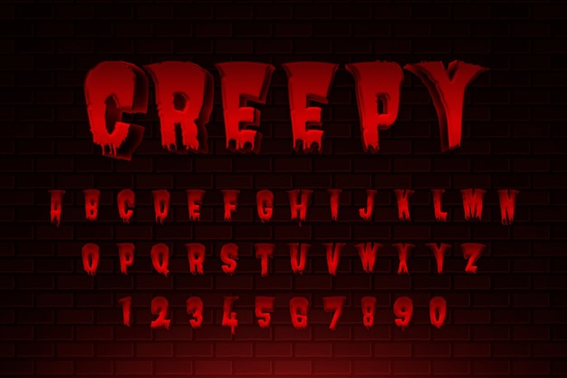 Realistic horror bloody font