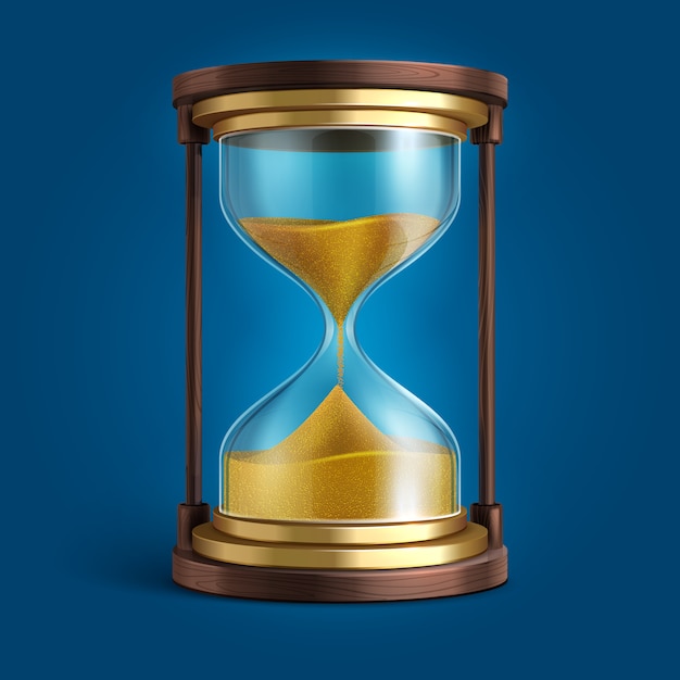 Realistic hourglass, sand clock timer