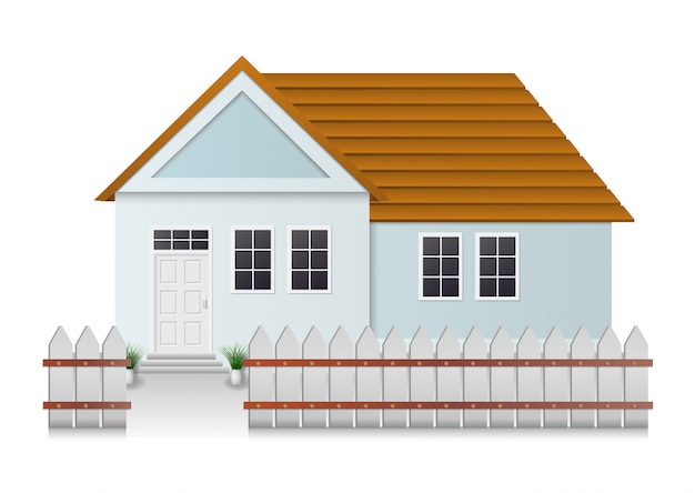 Vector realistic house front view.