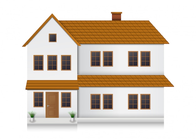 Vector realistic house front view.